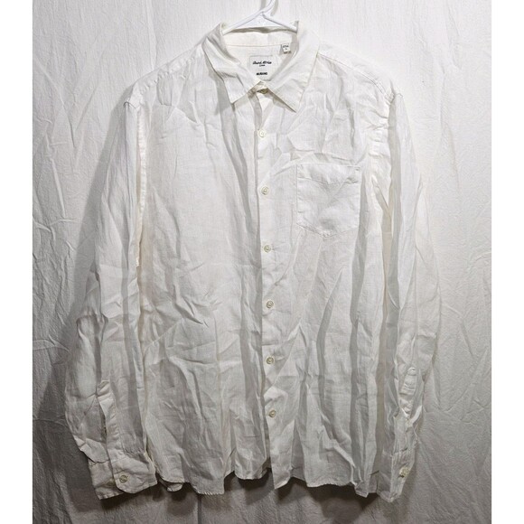 Baird McNutt Shirt Mens Large Slim Fit White Button Up Murano Beach Gauze - Picture 1 of 11